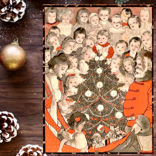 Cartes Pour Fêtes Annuelles Enfants et Père Noël, un Noël vintage