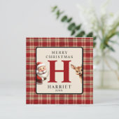 Cartes Pour Fêtes Annuelles Enfants Monogramme Noël Père Noël Photo Noël (Debout devant)