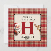 Cartes Pour Fêtes Annuelles Enfants Monogramme Noël Père Noël Photo Noël (Devant)