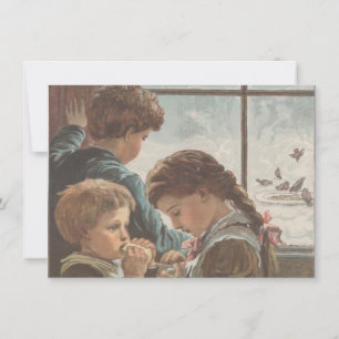 Cartes Pour Fêtes Annuelles Enfants Oiseaux Fenêtre Noël Vierge Imprimable 