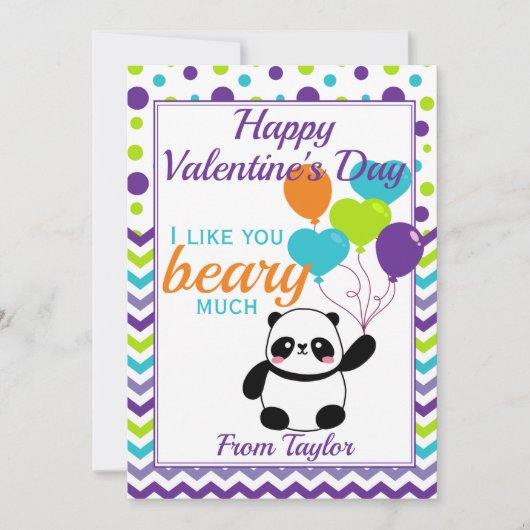 Cartes Pour Fêtes Annuelles Enfants Panda Saint Valentin (Devant)