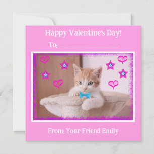 Cartes Pour Fêtes Annuelles Enfants roses Kitten funky de la classe de la Sain