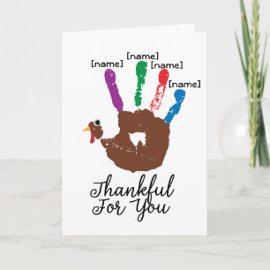Cartes Pour Fêtes Annuelles Enfants Thanksgiving Handprint Turquie Gratitude