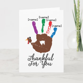 Cartes Pour Fêtes Annuelles Enfants Thanksgiving Handprint Turquie Gratitude