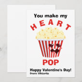 Cartes Pour Fêtes Annuelles Enfants Valentine's Day Cute Popcorn (Devant / Derrière)