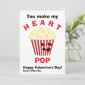 Cartes Pour Fêtes Annuelles Enfants Valentine's Day Cute Popcorn (Debout devant)