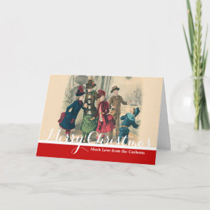 Cartes Pour Fêtes Annuelles Enfants victoriens antiques jouant au ballon Hiver