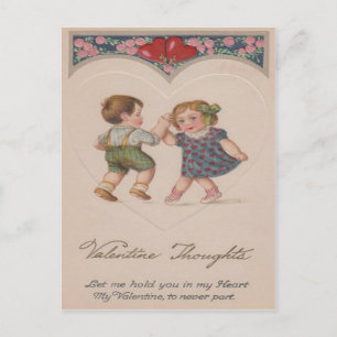 Cartes Pour Fêtes Annuelles Enfants Vintage Dansant Jouant aux Coeurs Saint-Va
