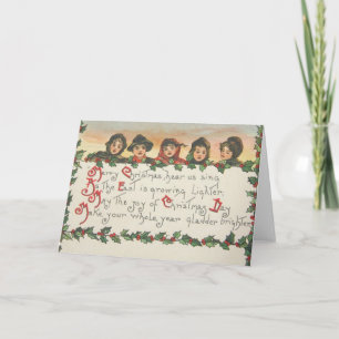 Cartes Pour Fêtes Annuelles Enfants vintages chantant les voeux de Noël