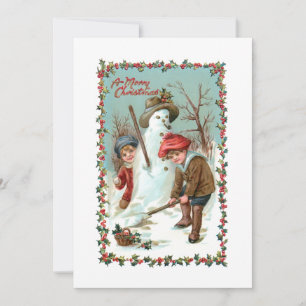 Cartes Pour Fêtes Annuelles Enfants Vintages mignons et Snowman