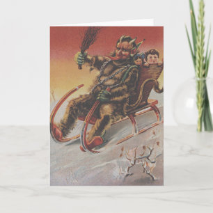 Cartes Pour Fêtes Annuelles Enlèvement d'enfants par Krampus Schlitten