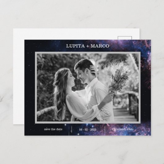 Cartes Pour Fêtes Annuelles Enregistrer la date Elegan Space Celestial Mariage (Devant / Derrière)