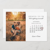 Cartes Pour Fêtes Annuelles Enregistrer la date Nov 2021 Calendrier Mois Coeur (Devant / Derrière)