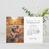 Cartes Pour Fêtes Annuelles Enregistrer la date Nov 2021 Calendrier Mois Coeur (Debout devant)