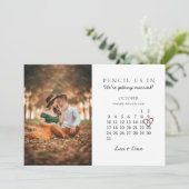 Cartes Pour Fêtes Annuelles Enregistrer la date oct 2021 mois Calendrier Pink  (Debout devant)