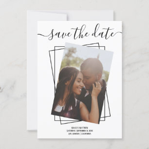 Cartes Pour Fêtes Annuelles Enregistrer La Date Typographie Photo Mariage Card