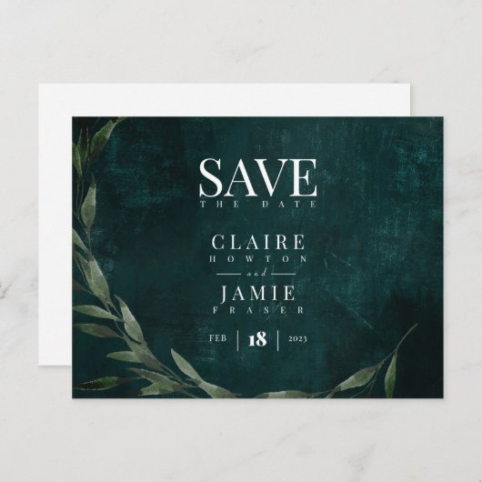 Cartes Pour Fêtes Annuelles Enregistrer La Date, Vert Classique (Devant / Derrière)