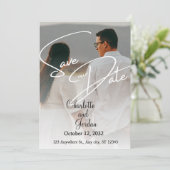 Cartes Pour Fêtes Annuelles Enregistrer la photo d'aimant de date pour Mariage (Debout devant)