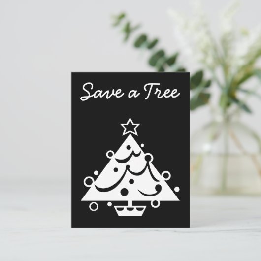 Cartes Pour Fêtes Annuelles Enregistrer un arbre Noël étoile noir et blanc (Debout devant)
