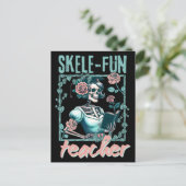 Cartes Pour Fêtes Annuelles Enseignant de l'école primaire éffrayant Skeleton (Debout devant)
