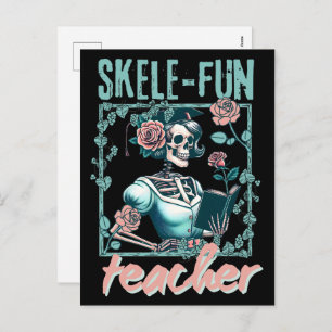 Cartes Pour Fêtes Annuelles Enseignant de l'école primaire éffrayant Skeleton