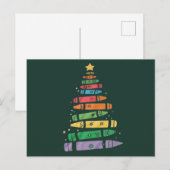 Cartes Pour Fêtes Annuelles Enseignant de Noël Crayon Tree Cute Lumière de Noë (Devant / Derrière)