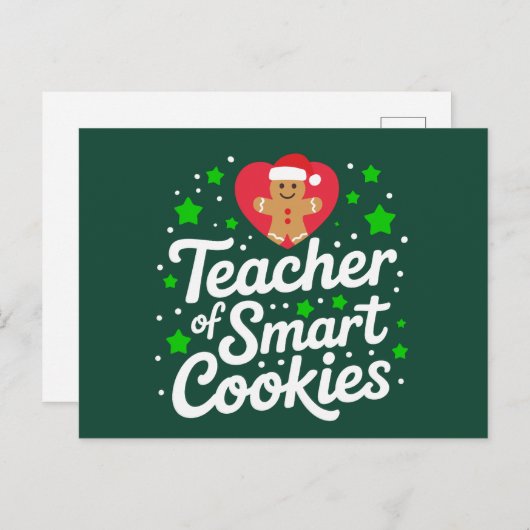 Cartes Pour Fêtes Annuelles Enseignant De Noël Des Cookies Intelligents Vie De (Devant / Derrière)