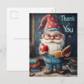 Cartes Pour Fêtes Annuelles Enseignant Gnome Cute - Illustration Merci (Devant / Derrière)