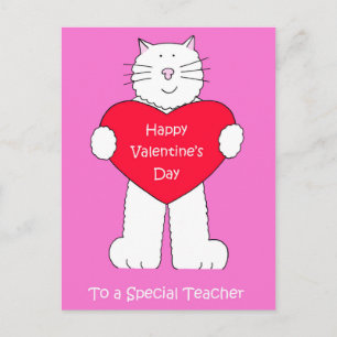 Cartes Pour Fêtes Annuelles Enseignant Heureuse Sainte-Valentin Chat