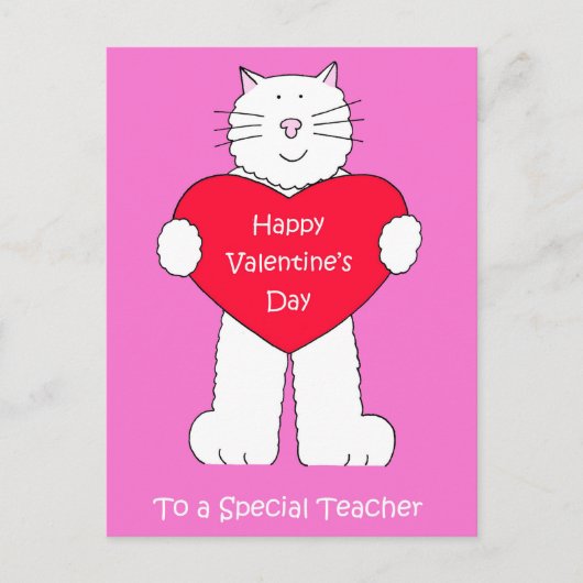 Cartes Pour Fêtes Annuelles Enseignant Heureuse Sainte-Valentin Chat (Devant)