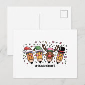 Cartes Pour Fêtes Annuelles Enseignant Noël Pencils Enseignant Vie Joyeux Noël (Devant / Derrière)