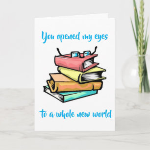 CARTES POUR FÊTES ANNUELLES **ENSEIGNANT QUI A OUVERT DES PAGES POUR MOI" MERC