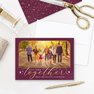 Cartes Pour Fêtes Annuelles Ensemble en 2022 Berry Wine and Gold Family Photo