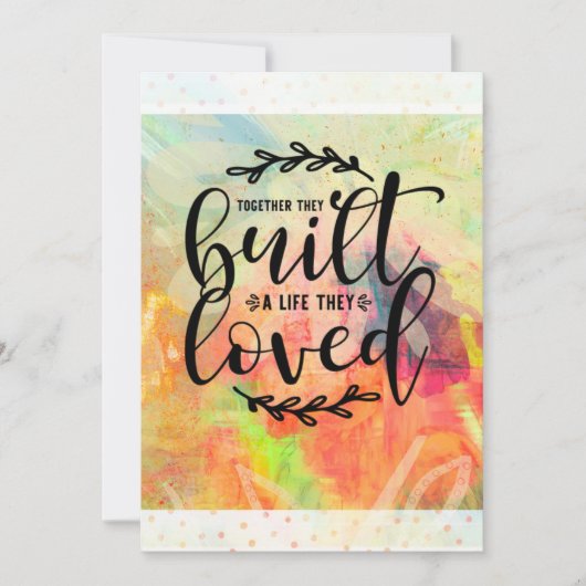 Cartes Pour Fêtes Annuelles Ensemble, ils ont construit une vie qu'ils aimaien (Devant)