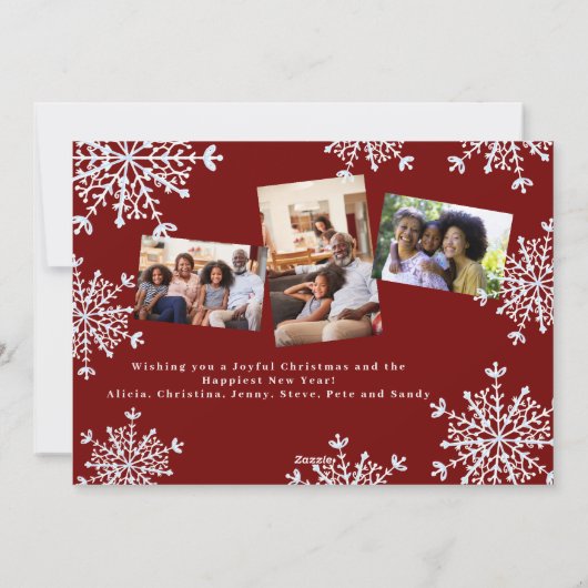 Cartes Pour Fêtes Annuelles Ensemble joyeux et heureux 4 photo Noël rustique (Dos)