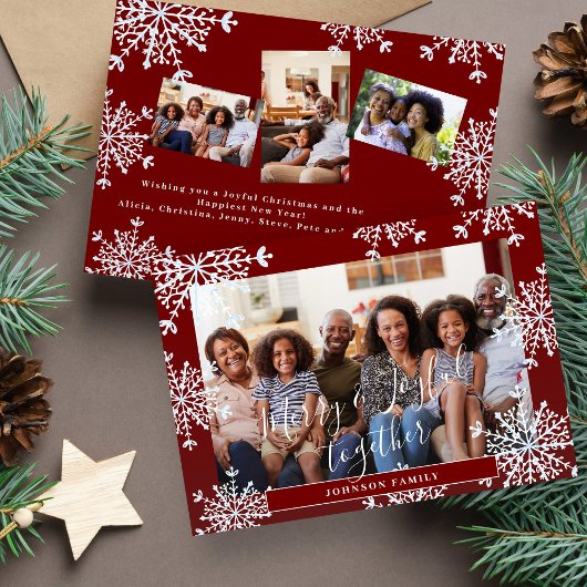 Cartes Pour Fêtes Annuelles Ensemble joyeux et heureux 4 photo Noël rustique