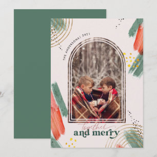 Cartes Pour Fêtes Annuelles Ensemble & Joyeux Photo Arche Noël Moderne