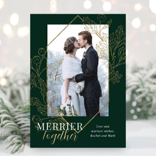 Cartes Pour Fêtes Annuelles Ensemble plus joyeux Photo de Noël de jeunes marié