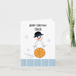 Cartes Pour Fêtes Annuelles Entraîneur de basket-ball Snowman