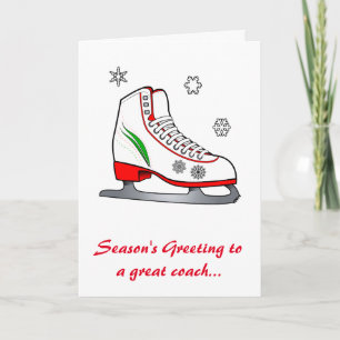 Cartes Pour Fêtes Annuelles Entraîneur Joyeuses vacances avec Patinage sur gla