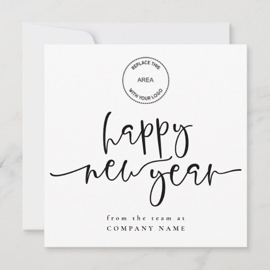 Cartes Pour Fêtes Annuelles Entreprise Bonne Année Logo QR Code noir blanc (Devant)