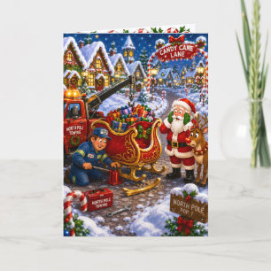 Cartes Pour Fêtes Annuelles Entreprise de dépanneuse drôle de Noël Corporate