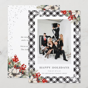 Cartes Pour Fêtes Annuelles Entreprise de photo botanique à l'aquarelle noir e