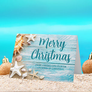 Cartes Pour Fêtes Annuelles Entreprise de plage personnalisée Noël côtier Coqu