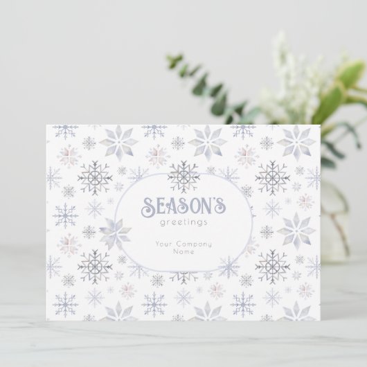 Cartes Pour Fêtes Annuelles Entreprise Joyeuses Fêtes moderne Snowflake (Debout devant)