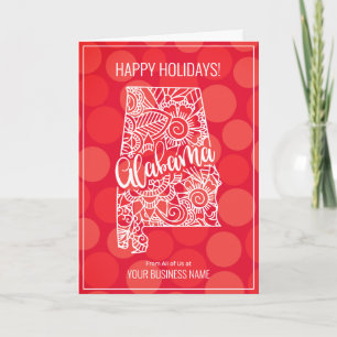 Cartes Pour Fêtes Annuelles Entreprise moderne Noël Rouge Dot Mandala Alabama
