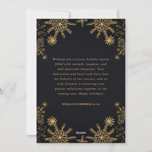 Cartes Pour Fêtes Annuelles Entreprise Noël Moderne Entreprise Noir Et Or (Dos)