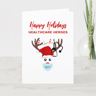Cartes Pour Fêtes Annuelles Entreprise Noël Santé Héros Reindeer