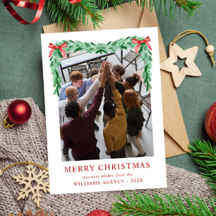 Cartes Pour Fêtes Annuelles Entreprise photo Bow moderne Joyeux Noël