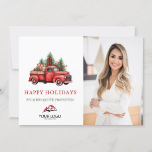 Cartes Pour Fêtes Annuelles Entreprise Red Christmas Truck Immobilier Photo